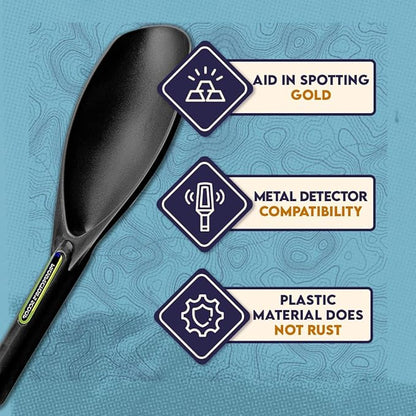 SE Black Prospector's Scoop - 12.5" Heavy-Duty Plastic Tool for Metal Detecting, Gold Panning, Treasure Hunting, and Gardening