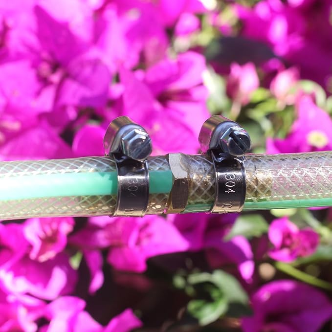 Solid Brass Garden Hose Repair Connector with Clamps Hose Repair Kit, 1/2"Barb Garden Hose Fittings (1/2"Barb-3 Set)