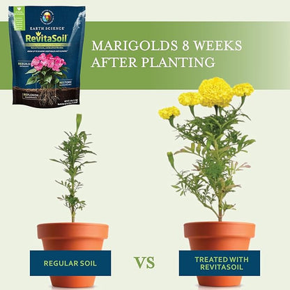 Earth Science RevitaSoil Soil Amendment, 4lb - Organic Soil Booster - Earthworm Castings, Worm Castings, Growth Enhancer, Nutrients - Grow 3X More Plants, Gardens, Landscapes, Raised Beds