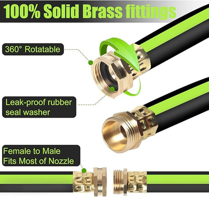 SYEENIFY Short Garden Hose 5/8 in. x 4 ft Lead-in Water Hose Male/Female Heavy Duty Hybrid Water Hose No Kink and Flexible Rubber Hose for Dehumidifier,Vehicle Water Filter and Camp Water Tank