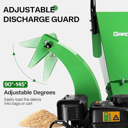 S3 Wood Chipper Shredder, 7HP 212cc Gas Powered Heavy Duty, 3" Max Wood Diameter Capacity, 15: 1 Reduction Ratio, Easy Assembly, 1-Year Warranty After Product Registration