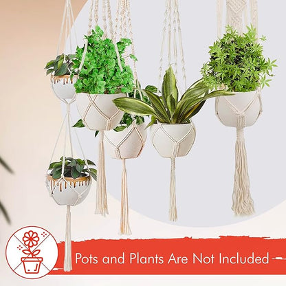 feedee Macrame Plant Hangers for Plants - 6 Pack Macromay Plant Hangers for Indoor Plant Hanger, Boho & Home Decor
