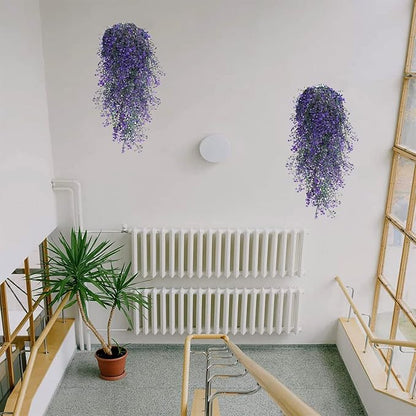 Toprooms Hanging Fake Plants,4 Pcs Faux Eucalyptus Leaf Greenery Vine Plant Faux Plants Fake Ivy Room Decor Home Garden Wedding Party Indoor Outdoor Decorations (4 Pcs Purple)
