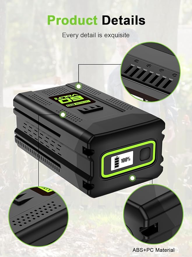 IEFUU 60 Volt 5000mAh Battery Compatible with Greenworks 60V Battery, Compatible with Green Works 60V Cordless Power Tool Rechargeable 5.0Ah Lithium-Ion Batteries, Compatible with Greenworks Pro