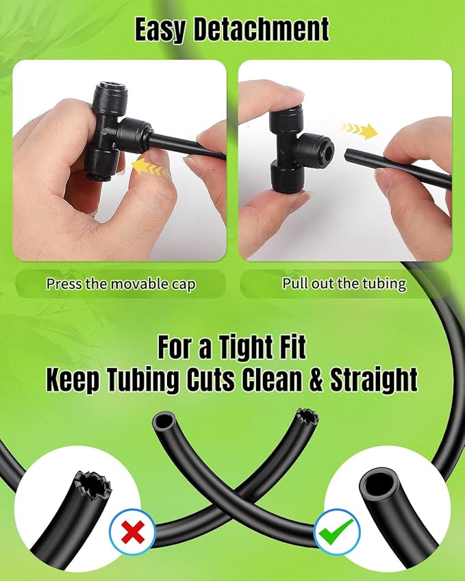 Pawfly 15 Pack Quick Connect 1/4" Drip Irrigation Tee Connectors, Push-to-Connect Drip Irrigation Tee Fittings for 1/4 Inch Irrigation Tubing & Sprinklers, Anti-Leak Drip Irrigation System Parts