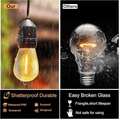 DAMAING LED Outdoor String Lights 150FT,Shatterproof IP65 2 Pack x 75Ft Patio Lights for Heavy Duty Hanging Lights Waterproof,Outdoor Edison String Lights for Outside House Backyard,Porch,Yard