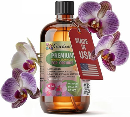 GARDENERA Premium Organic Seaweed & Kelp Superfood for Orchid Plants - 8 oz - Liquid Kelp Fertilizer Concentrate (Makes 45 Gallons)