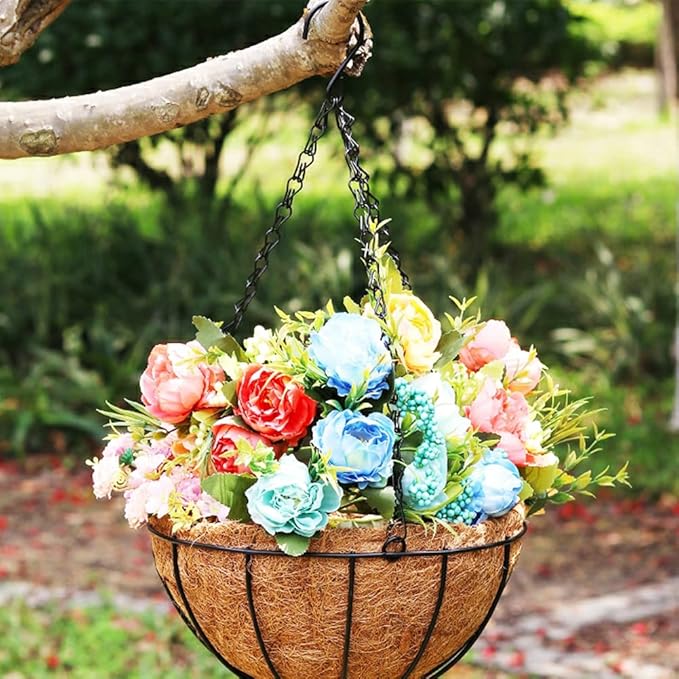 2PCS Hanging Basket Liners Coco Liner 24 Inch Round Coconut Coir Basket for Plants Replacement for Hanging Basket 100% Natural Coconut Fiber Plant Basket Liner for Garden Planter Flower Pot