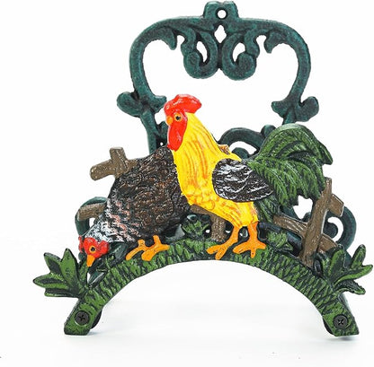 Sungmor Heavy Duty Cast Iron Hose Holder, Garden & Yard Decorative Cocks Wall Mounted Hose Butler, Water Pipe Holds, Rack, Hanger, Antique Wall Decorations