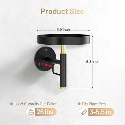 YUOROS 3 Pack Wall Plant Holder Wall Planters for Indoor Plants Hanging Window Plant Shelves Hanger Decor (Black)