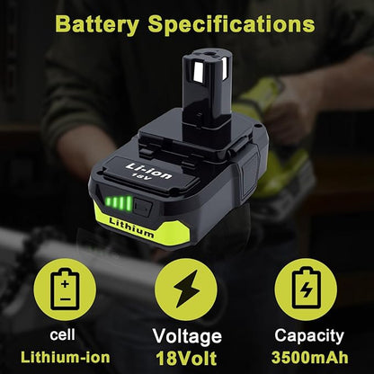 2 Pack P103 3.5Ah 18V Battery Replacement for Ryobi 18V Battery Compatible with Ryobi 18V Tools – Extended Power and Reliability