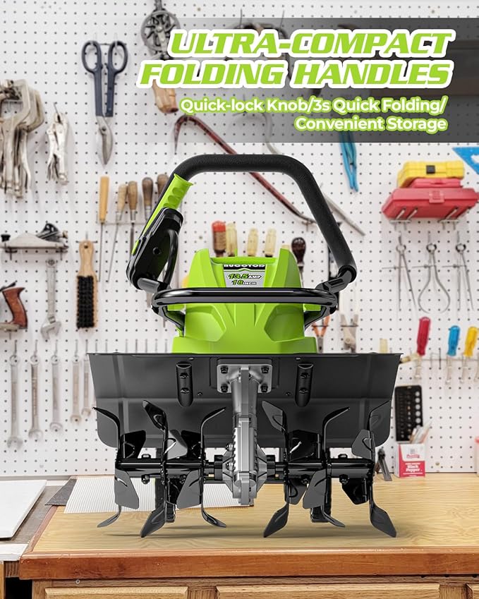 18-Inch 13.5 Amp Tiller/Cultivator with 6 Steel Tines, 3-Adjustable Wheels, Foldable Handle, 8'' Tilling Depth Electric Corded Tillers, Electric Garden Rototiller for Garden Lawn Soil Digging