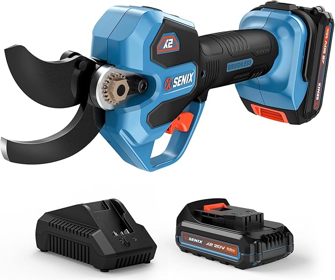 SENIX Cordless Electric Pruning Shears with 2000mAh Battery& Charger, 20V Brushless Motor Pruner, Dual Mode Cutting 1.5" Max for Delicate Flowers & Thick Branches, Gardening, Tree Pruners, Orchard