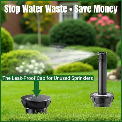 8-Pack Sprinkler Head Caps Compatible with Rain Bird 1800 Series Sprinklers, Replacement for 1800XC Model, UV-Resistant ABS and Nitrile Rubber O-Ring