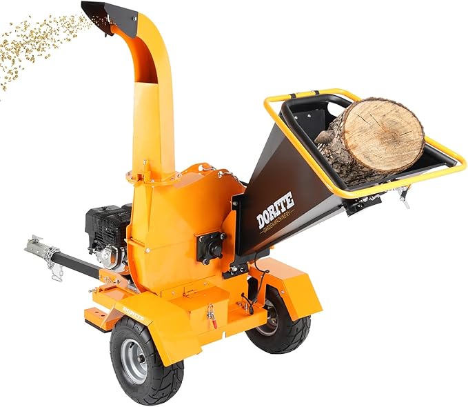 6" Gas Powered Wood Chipper 420cc 15HP Gasoline Engine Leaf Branch Shredder Mulcher Heavy Duty Woodchipper Multi-Function with Towbar & Stop Bar