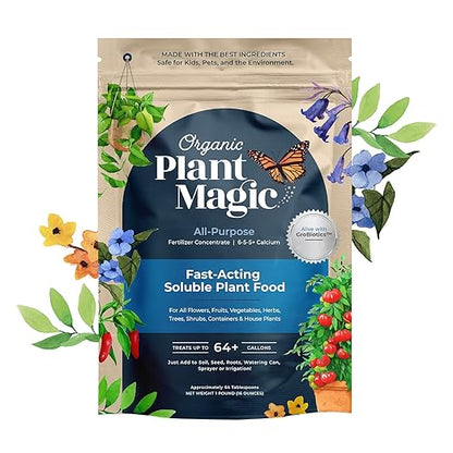 Organic Plant Magic - Truly Organic™ Fast-Acting Soluble Plant Food: All-Purpose Fertilizer Concentrate for All Flower Vegetable Herb Fruit Tree Shrub Container Garden & House Plants [One 1 lb Bag]