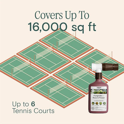Organic Fungicide—Roses & Flowers, 16oz Ready-to-Spray | Stops Powdery Mildew, Black Spot, Rust, Blight | Bacillus amyloliquefaciens F727 | Pet-Safe, Pollinator-Friendly Garden Disease Control
