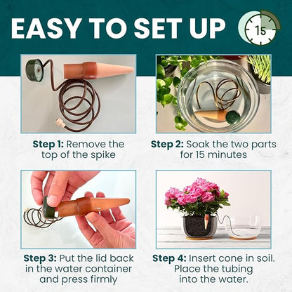 Blumat Classic Self-Watering Stakes - Automatic Drip Irrigation System for Indoor Plant Watering & Outdoor - Water Drip Solution for Potted Plants - Slow Release Stakes, 9 Pack, wo Adapter