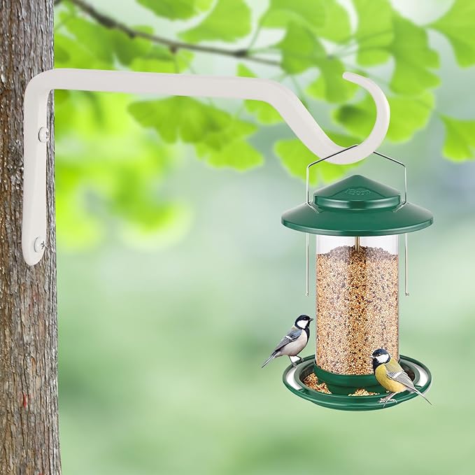 8" Plant Hangers 2-Pack - Heavy Duty Rust-Resistant Steel Hooks for Bird Feeders, Indoor/Outdoor Plants & Wall Decor, White