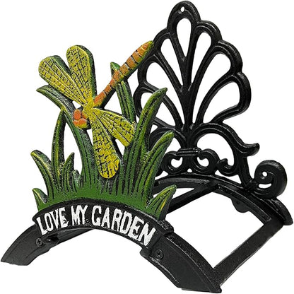 Decorative Garden Hose Holder, Hose Hanger, Heavy Duty Cast Iron Garden Yard Water Pipe Holds, Wall Mounted Hose Butler, Hose Rack Reel, 50FT 75FT 100FT Water Hose Bulter Storage (Dragonfly)