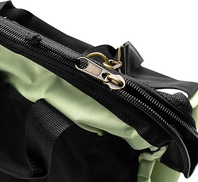 14-Inch Heavy-Duty Electrician Tool Bag, Waterproof Top Wide Mouth Tools Storage Bag with Adjustable Shoulder Strap MultiPurpose Organizer Bag for Construction Gardening Man