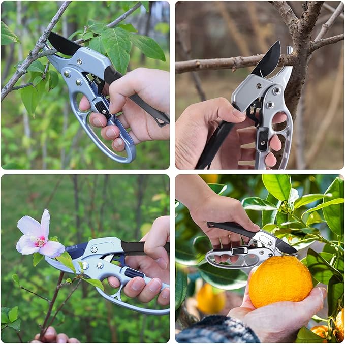 Ultra Sharp Germany Steel Pruning Shears - Cuts 3X Easier, Ergonomic Design - Weak Hand Arthritis Snips, Effortlessly 1-Inch Cut Capacity Heavy Duty Garden Scissors, Sharp Garden Clippers
