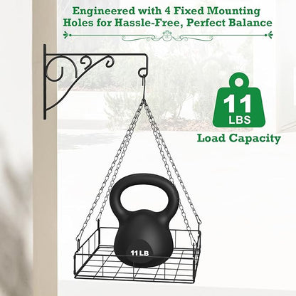 NADAMOO Hanging Planter for Indoor Plants - Wall Mount Bracket with Large Basket, Outdoor Metal Plant Hanger Holder for Window Balcony & Patio Decor