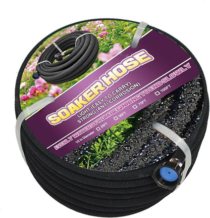 Soaker Hose -Garden Hose 100 FT with 1/2’’ Diameter Interface- Saves 70% water Great for gardens/flower beds/Seedling (100 FT)