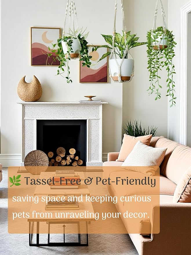 Hanging Planters with Macrame Plant Hangers for Indoor Outdoor Plants 3 Set Self Watering Pots Hanging Baskets Flower Pot Holders 3 Different Size