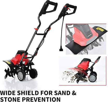 Goplus 17-Inch 13.5 Amp Corded Electric Tiller and Cultivator, Powerful Tillers w/ 9-Inch Tilling Depth, 6 Tines, Rototillers Tool for Garden Lawn Soil Digging