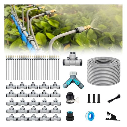 New Drip Irrigation Kits,Quick Connector Automatic Irrigation System,with Replaceable Bending Dropper,atomizing Copper Nozzle for Watering System for Garden Plant Lawn Patio. (30M)