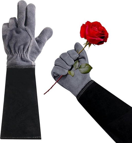 HLDD HANDLANDY Long Gardening Gloves, Leather Thorn Proof Rose Pruning Glove for Men & Women, Great Gift for Gardener