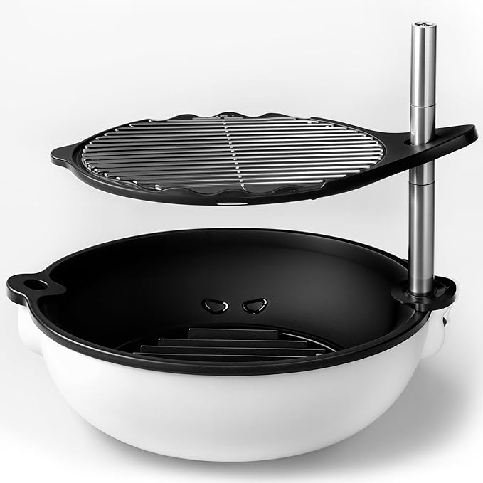 Bola Traveler | Completely Adjustable & Rotatable Tabletop-Safe Charcoal BBQ Grill (White)