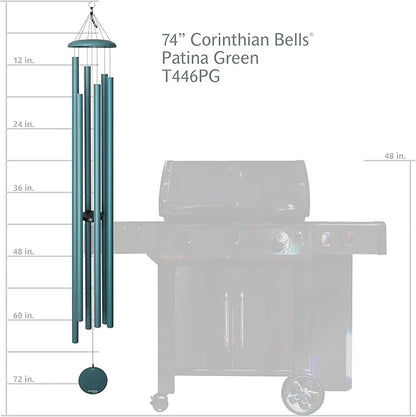 Corinthian Bells by Wind River - 74 inch Patina Green Wind Chime for Patio, Backyard, Garden, and Outdoor Decor (Aluminum Chime) Made in The USA
