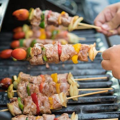 200 PCS Bamboo Skewers, 12 Inch Wooden Skewer for Appetizers, Fruit, Kebabs, Grilling Barbecue, Mini Burger, Sausage, Cocktail Picks for Drinks, Long Toothpicks, Food Sticks Natural, Kitchen Gadget