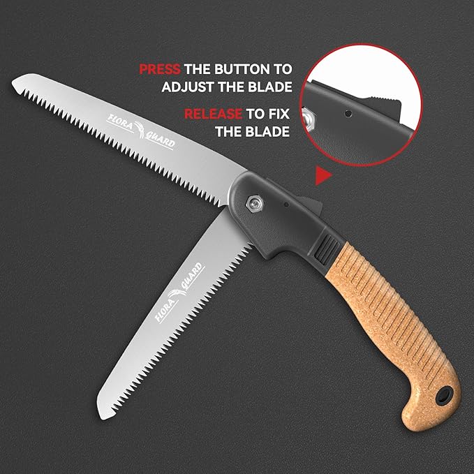 FLORA GUARD 7.7-Inch Folding Hand Saw, Camping/Pruning Saw with Rugged Professional Folding Razor Tooth Sharp Blade Solid Grip (Brown)