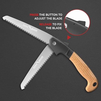 FLORA GUARD 7.7-Inch Folding Hand Saw, Camping/Pruning Saw with Rugged Professional Folding Razor Tooth Sharp Blade Solid Grip (Brown)