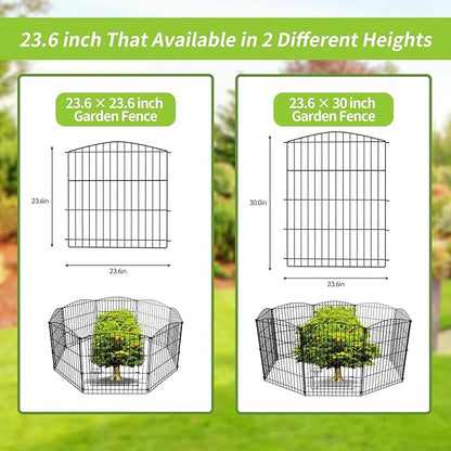 INJOPEXI Decorative Garden Fence 6 Panels 11.8ft (L)×30in (H) Garden Fence No Dig Animal Barrier Fencing with 5 Panels + 1 Gate Rustproof Metal Wire Temporary Dog Fence Border for Patio Outdoor Yard