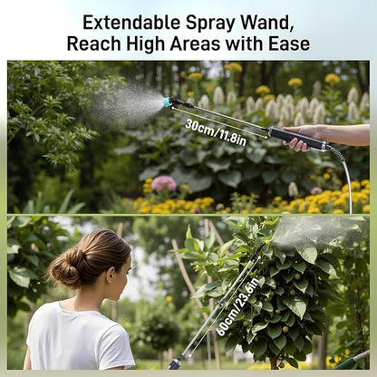 Electric Garden Sprayer 2.1 Gallon, 4 Mist Nozzles, Telescopic Wand, Adjustable Shoulder Strap, USB Rechargeable Waterproof Handle, Automatic Plant Mister for Lawn Garden