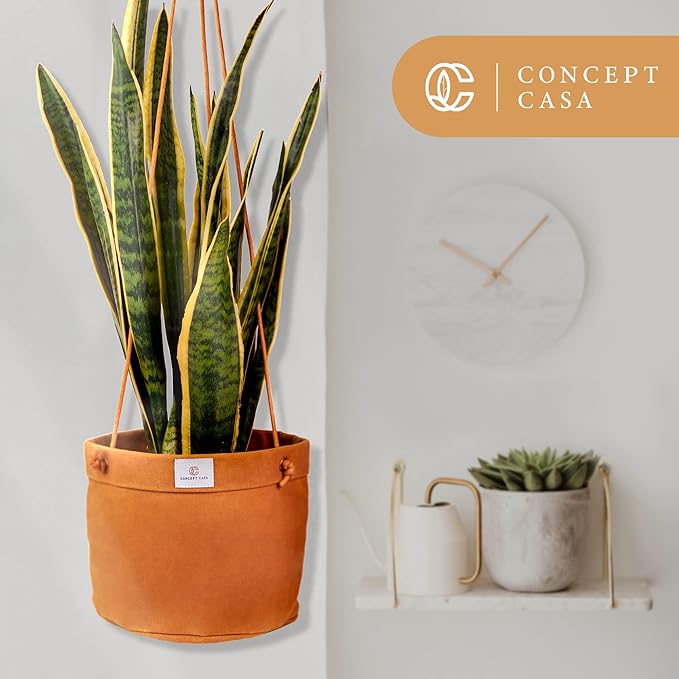 Large Waxed Canvas Handmade Hanging Planter for Indoor/Outdoor Plants, Hanging Basket Plant Holder Dijon Yellow with Hook