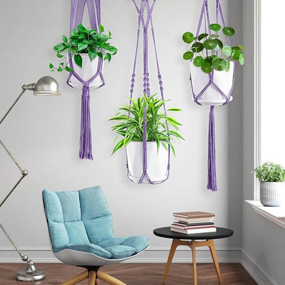 Macrame Plant Hangers, 6Pack Hanging Planters for Indoor Plants w/ 6 Set Hangers Kit Handmade Macromay Plant Hangers Indoor Flower Pots Holder Stand for Boho Home Décor (POTS NOT Included)