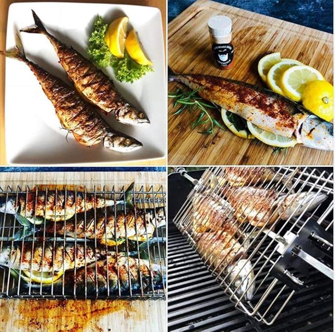 onlyfire 6042 Chrome Plating Steel Flat Grill Rotisserie Basket for Most Grills, Fits 1/2" Hexagon, 3/8" Hexagon, 3/8" Square & 5/16" Square Spit Rods