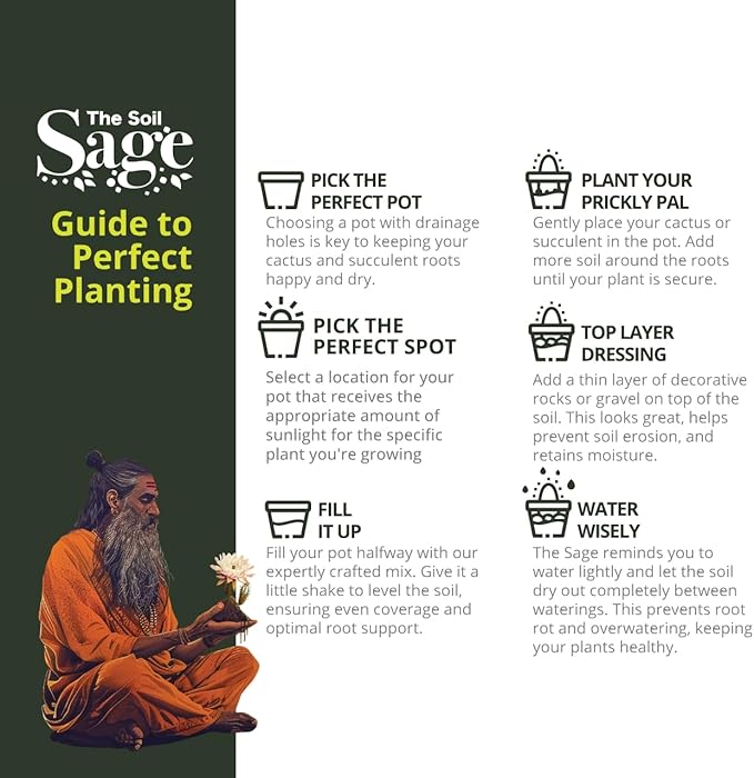 Soil Sage Cactus & Succulent Potting Mix 5Qt - Premium Fast Draining Soil for Indoor Plants and Aloe Vera - High Drainage Blend for Healthy Roots and Growth - Made in USA