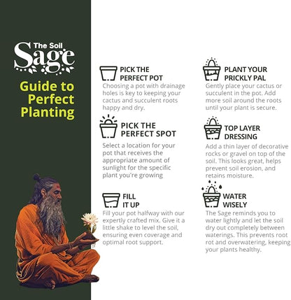 Soil Sage Cactus & Succulent Potting Mix 2.5Qt - Premium Fast Draining Soil for Indoor Plants and Aloe Vera - High Drainage Blend for Healthy Roots and Growth - Made in USA (Cactus / 2.5 QT)