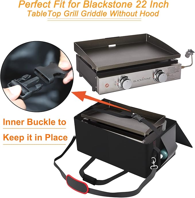 22" Griddle Carry Bag for Blackstone 22 Inch Tabletop Grill Without Hood,fits for Blackstone 1666 Tabletop Griddle,Water Resistant 600D Polyester Heavy Duty