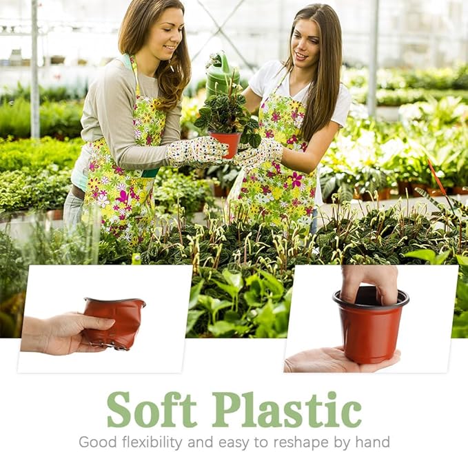 100 Pcs Plant Nursery Pots, 4 Inch Small Plant Seedling Pots with Labels Plastic Plant Flower Pots with Drainage Holes Indoor Outdoor for Succulent Cutting Transplanting