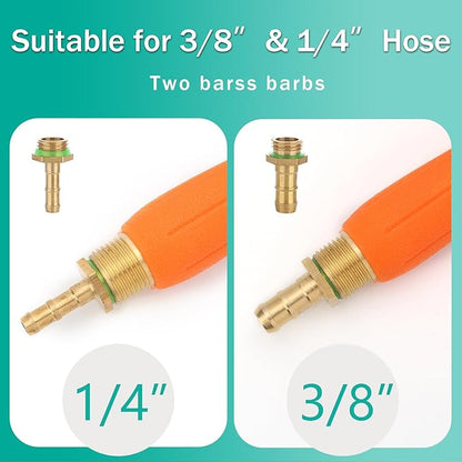 24 Inches Metal Sprayer Wand Compatible with CHAPIN,1/4" & 3/8" Brass Barbs Sprayer Wand Replacement, Stainless Steel Sprayer Wand with Shut off Valve & 2 Hose Clamps (002)