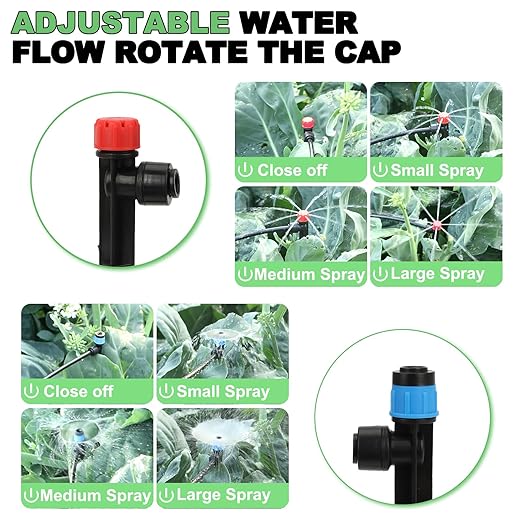 Drip Irrigation System – 2025 Upgraded Garden Watering System with 46FT 1/2'' Tubing, New Quick-Connect 1/4 inch Fittings Automatic Sprinkler for Garden Lawn Greenhouse Plant Flower Bed