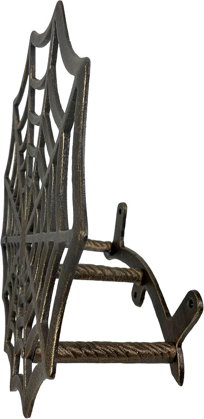 XL Cast Iron Spider Web Hose Holder, Bronze Finish, Heavy-Duty Wall Mounted Garden Hose Hanger, Weather Resistant Decorative Outdoor Hose Storage, Easy Install, Patio Decor, 13.75 Inch Diameter