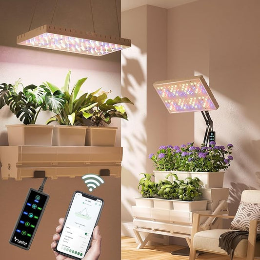LetPot 60 Watt Plant Grow Lights for Indoor Plants Full Spectrum, Smart APP Control, 8-Level Adjustable Light, Hanging & Stand Use, Aluminum Cooling, 270° Foldable, 360° Rotation, 2x2ft Coverage